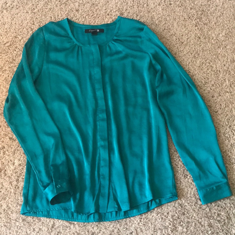 Forever 21 Long Sleeve Satin Blouse